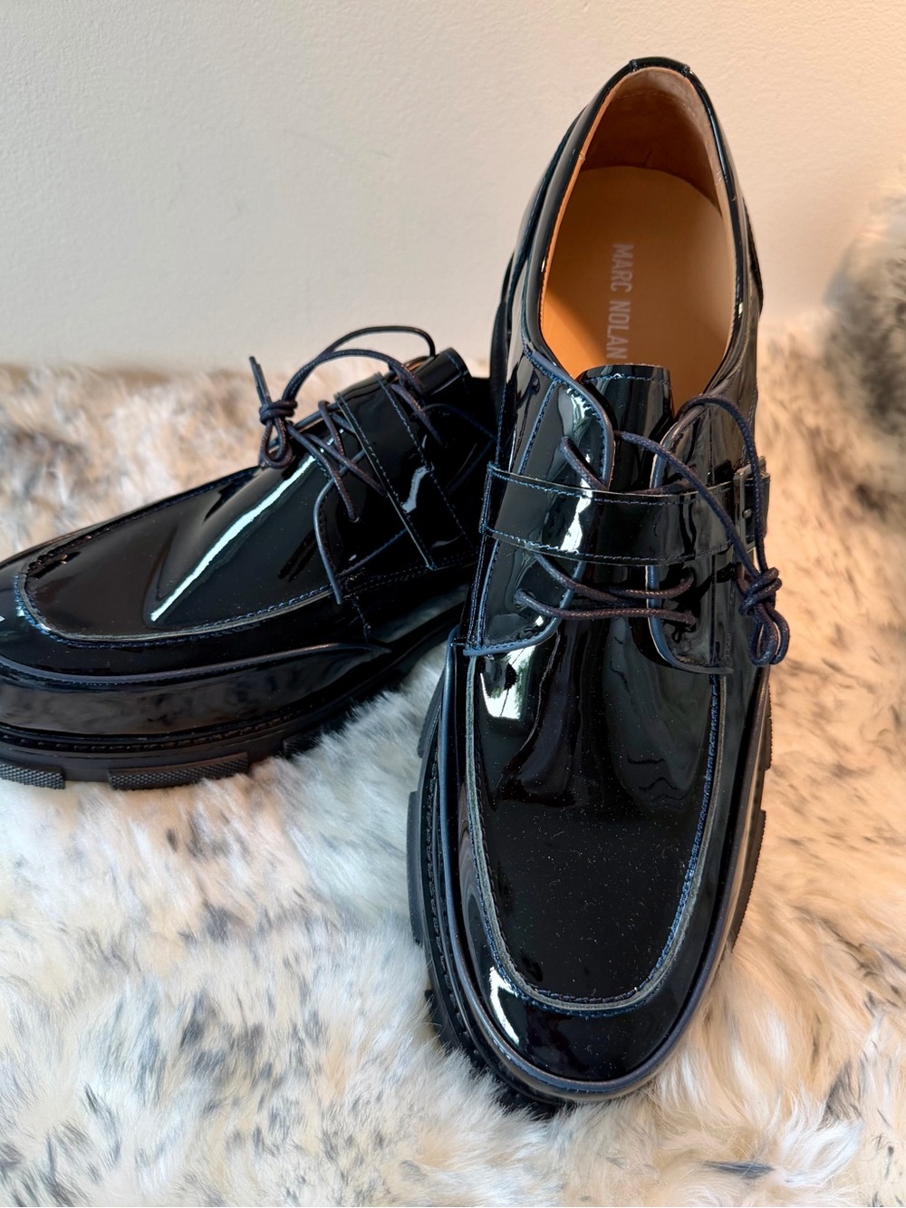 Marc Nolan Men’s Black Patent Leather Derby Oxfords